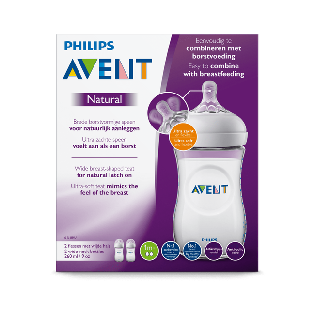 philips avent natural babyfles 1 m scf033 27 260 ml 2 stuks 1 ea etos