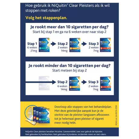 NiQuitin Clear Pleisters 14 MG Stoppen met Roken 14 stuks
