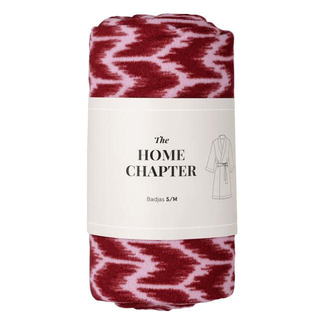 Etos Home Collection Badjas fleece print roze - S/M