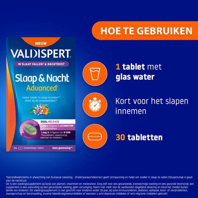 Valdispert Slaap en Nacht Advanced 30 Stuks