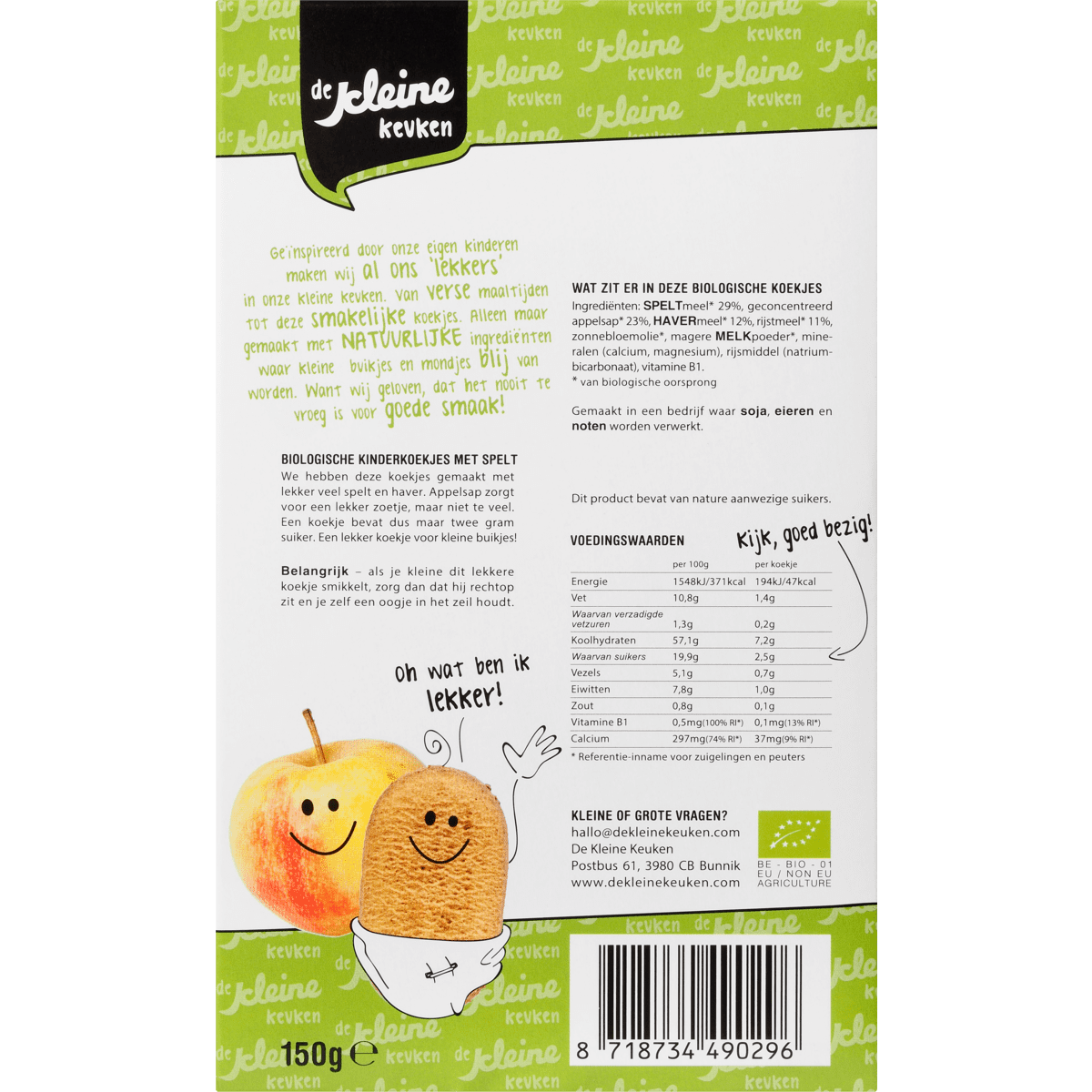 de kleine keuken bio speltkoekjes 150 gr etos