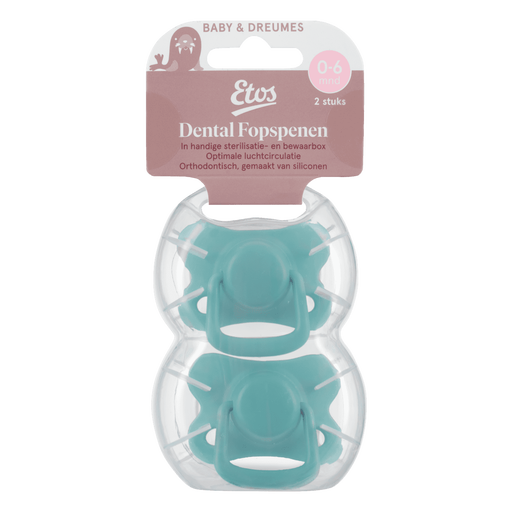 Etos Fopspeen 0-6 Maanden Groen/Blauw 2 stuks