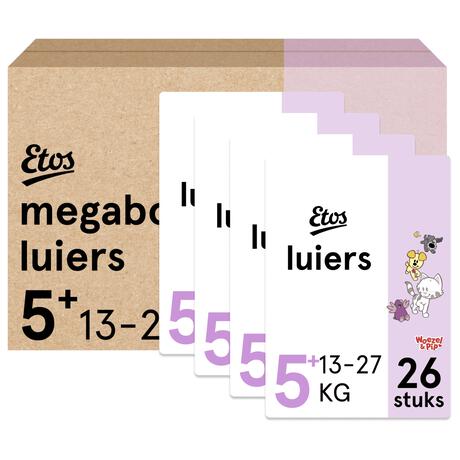 Etos Woezel & Pip  Luiers Junior+ Maat 5+ Megabox 4x26 stuks