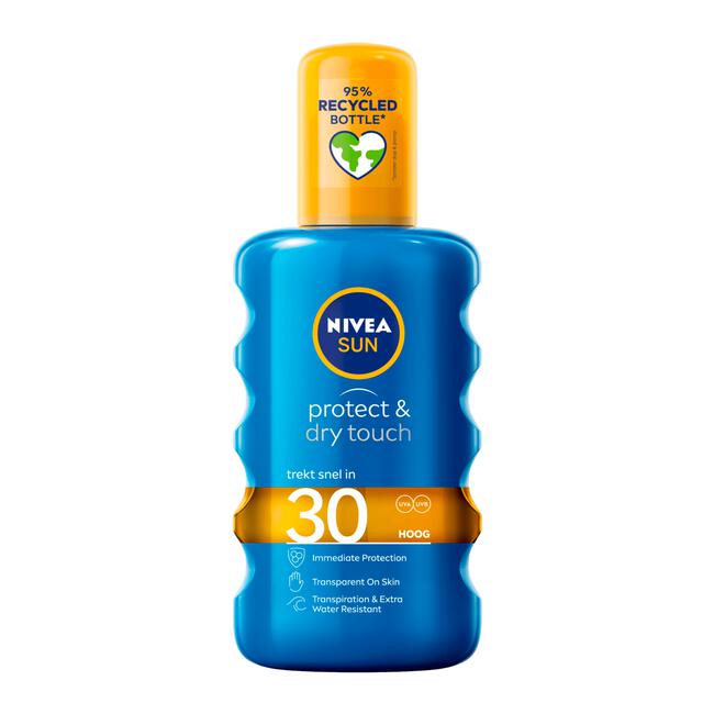 NIVEA SUN Zonnebrand Protect & Dry Touch Transparante Zonnespray SPF 30 200 ML