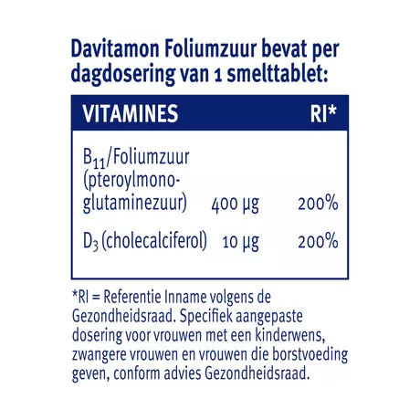 Davitamon Foliumzuur met Vitamine D3 Zwanger 30 stuks