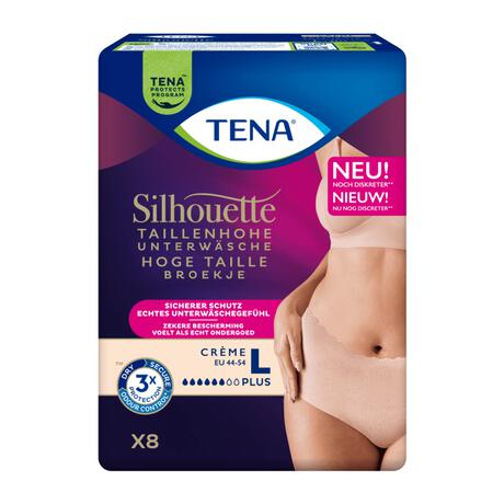 TENA Silhouette Plus High Waist Wegwerpbroekjes Crème L 8 stuks