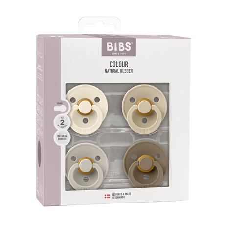 BIBS Maat 2 Fopspenen Natuurlijk Rubber Ivory/Sand/Vanilla/Dark 4 pak