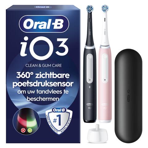 Oral-B iO 3 Zwart & Roze Duo Elektrische Tandenborstels
