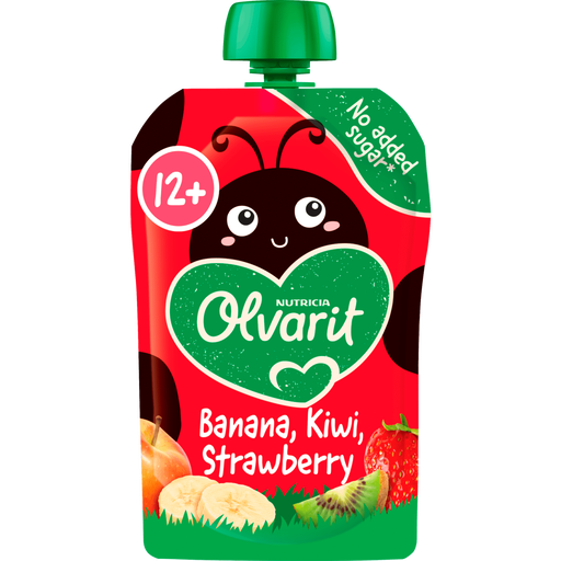 Olvarit Knijpfruit Aardbei Banaan Kiwi 12+ Maanden 100 gram