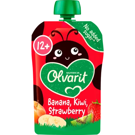Olvarit Knijpfruit Aardbei Banaan Kiwi 12+ Maanden 100 gram
