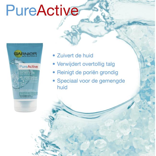 Garnier PureActive Reinigingsgel Anti-Mee-Eters 150 ML