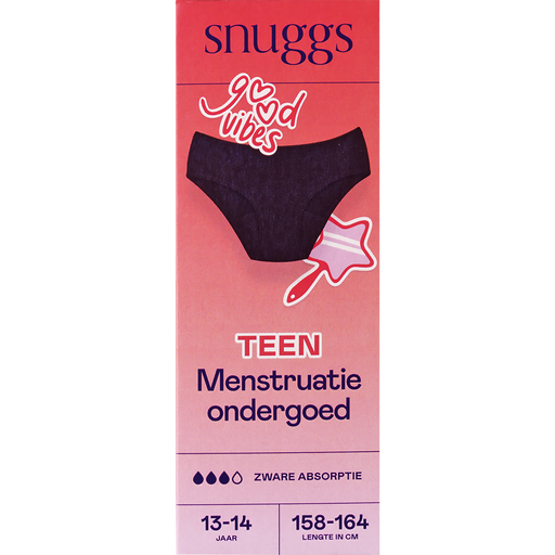 Snuggs Menstruatieondergoed Zware Menstruatie Teen Zwart 13 - 14 jaar