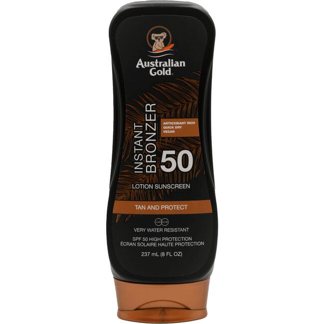 Australian Gold Tan & Protect Instant Bronzer Zonnebrand Lotion SPF50 237 ML