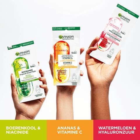 Garnier SkinActive Ampul Sheet Masker Met Watermeloen & Hyaluronzuur