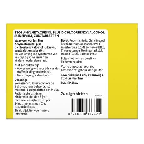Etos Honing & Citroen zuigtablet, Amylmetacresol Plus Dichloorbenzylalcohol