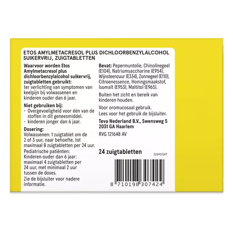 Etos Honing & Citroen Amylmetacresol Plus Zuigtabletten 24 stuks