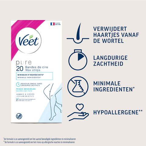 Veet - Pure - Koude Wasstrips Benen 20 st