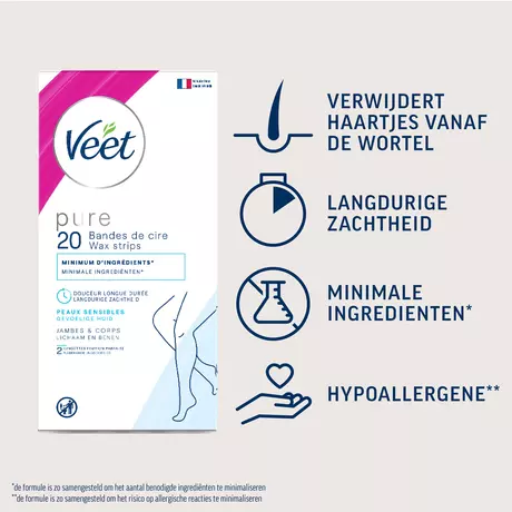 Veet Pure Lichaam & Benen Waxstrips 20 stuks