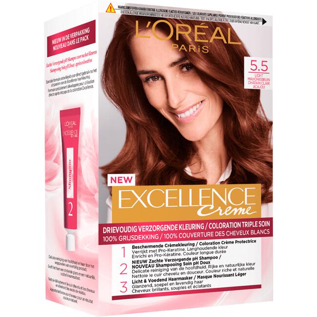 L'Oréal Paris Excellence Crème Verzorgende Crèmekleuring 5.5 Licht Mahoniebruin
