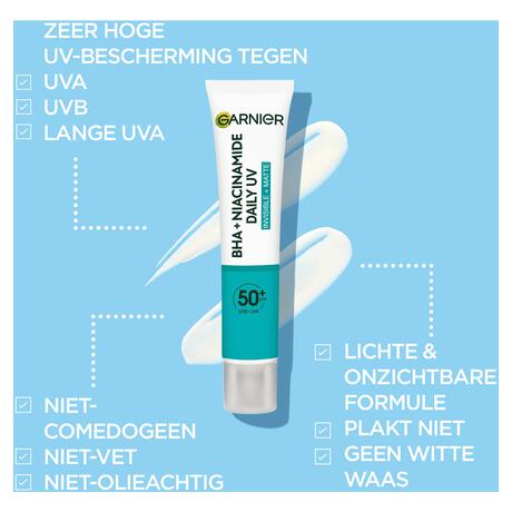 Garnier PureActive BHA + Niacinamide Daily fluid met SPF 50 40ML