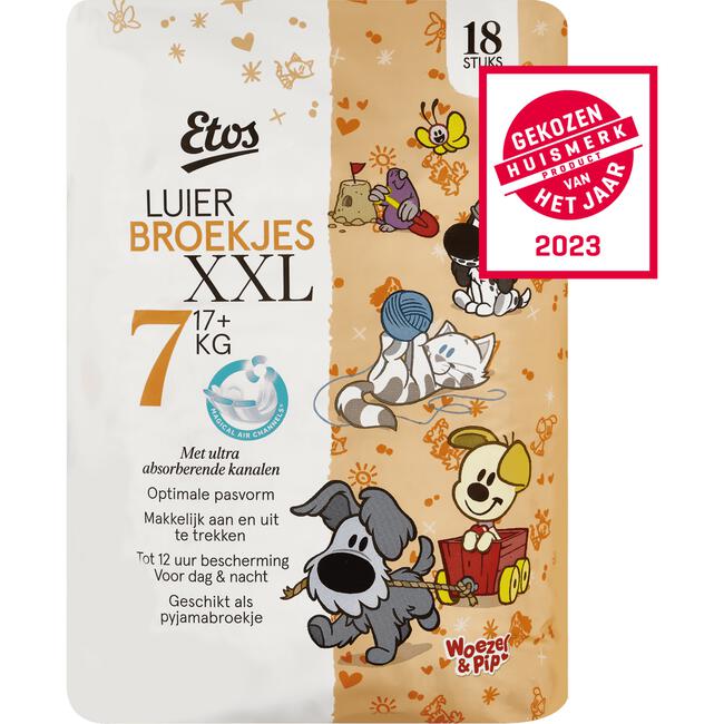 Etos Woezel & Pip Luierbroekjes XXL Maat 7 17+ kg 18 stuks