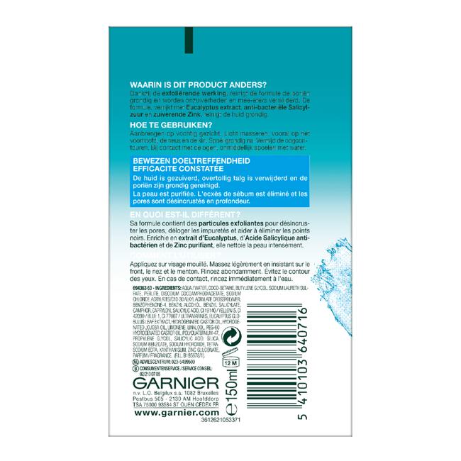 Garnier PureActive Reinigingsgel Anti-Mee-Eters 150 ML