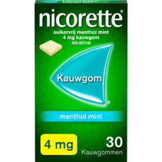 Nicorette suikervrij Kauwgom mint 4mg 30 stuks