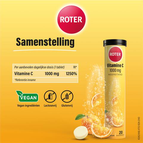 Roter Vitamine C Bruis 1000 mg Abrikoos-Sinaasappel 40 bruistabletten