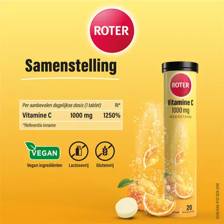 Roter Vitamine C 1000 MG Abrikoos Sinaasappel Bruistabletten 40 stuks