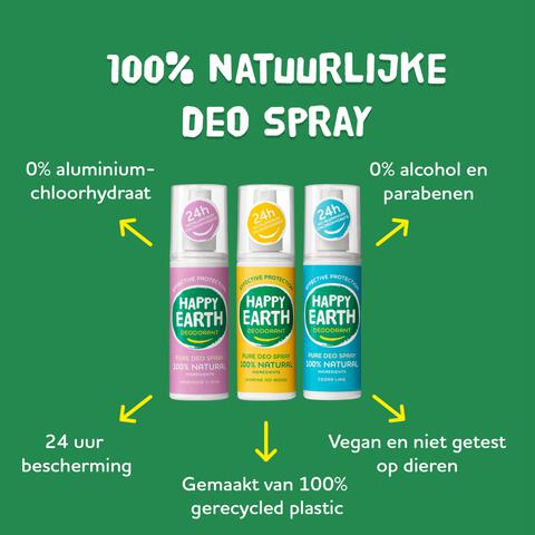 Happy Earth 100% Natuurlijke Lavender Ylang Deodorant Spray 100 ML