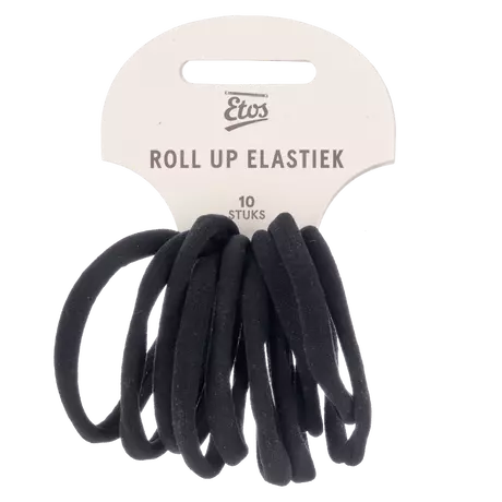 Etos Elastieken Roll Up Small Zwart 10St