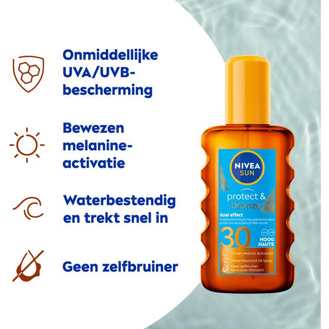 NIVEA SUN Zonnebrand Protect & Bronze Olie Spray SPF 30 200 ML