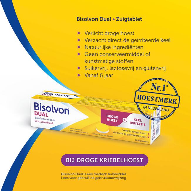 Bisolvon Dual Zuigtabletten Bij Droge Hoest En Keelirritatie 18 Zuigtabletten