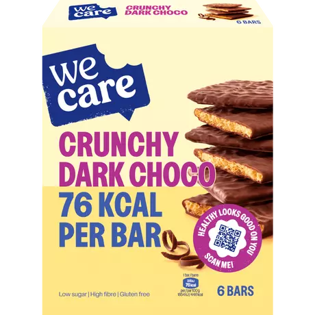 WeCare Bars Crunchy Dark Choco 6 stuks