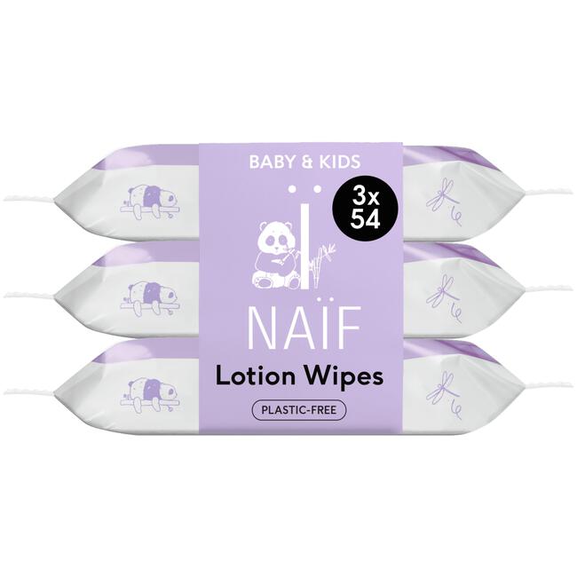 Naïf Plasticvrije Lotion Billendoekjes 3x54 stuks