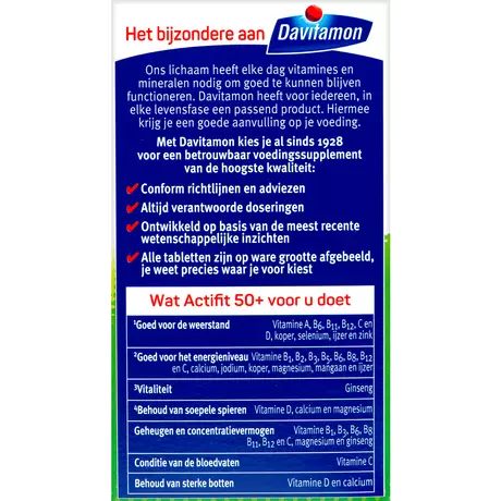 Davitamon Multivitamine Actifit 50+ Ginseng Tabeletten 90 stuks
