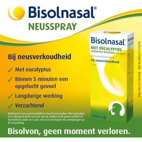Bisolnasal Neusspray Oplossing Bij Neusverkoudheid Met Eucalyptus 10 ML