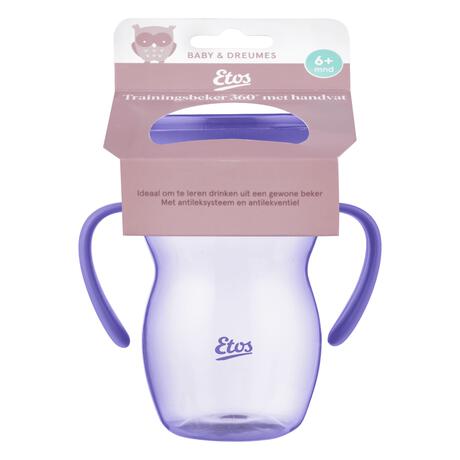 Etos 360° Trainingsbeker met handvaten paars 270 ML