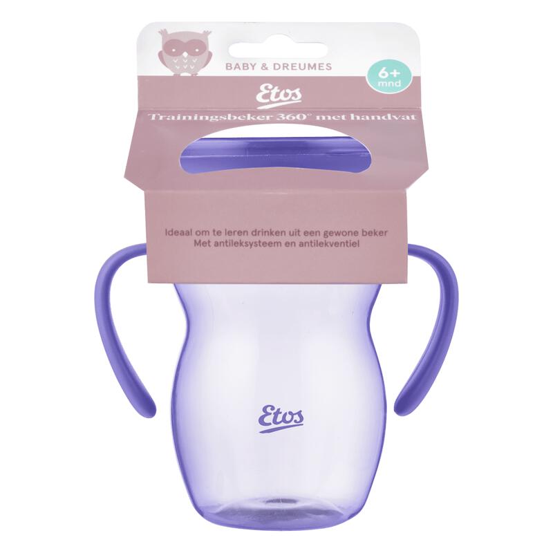 Etos 360° Trainingsbeker Met Handvaten Paars 270 ML
