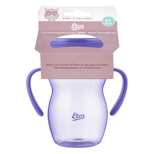 Etos 360° Trainingsbeker Met Handvaten Paars 270 ML