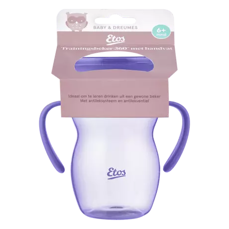 Etos 360° Trainingsbeker Met Handvaten Paars 270 ML