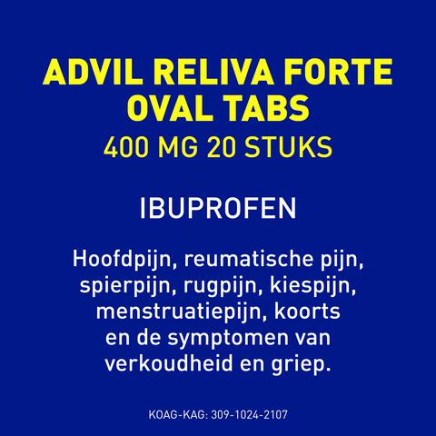 Advil Reliva Forte Oval-Tabs 400 MG Ibuprofen voor Pijn en Koorts 20 stuks