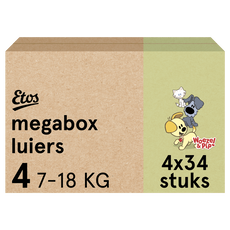 Etos Woezel & Pip Luiers Maxi Maat 4 7-18 kg Megabox 4x34 stuks