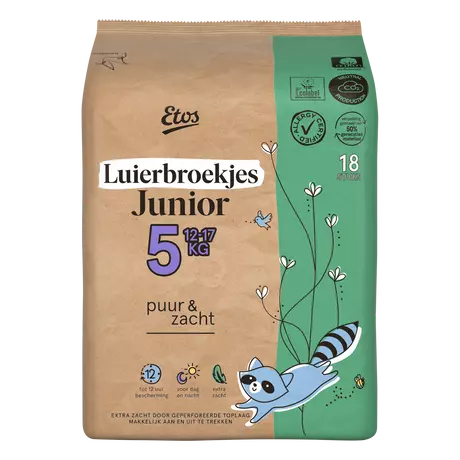 Etos Puur & Zacht Luierbroekjes Junior Maat 5 12-18 kg 18 stuks