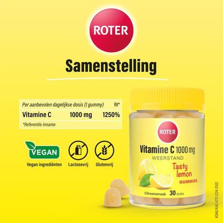 Roter 1000mg Vitamine C Gummy Tasty Lemon 30 stuks
