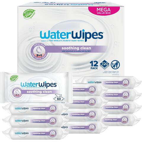 WaterWipes Soothing Clean Billendoekjes 12x60 stuks