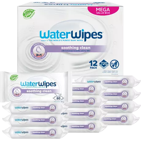 WaterWipes Soothing Clean Billendoekjes 12x60 stuks