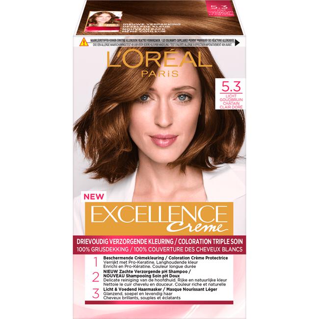 L'Oréal Paris Excellence Crème Verzorgende Crèmekleuring 5.3 Licht Goudbruin