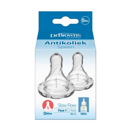Dr. Brown’s Flesspeen 0+ maanden Fase 1 Smalle Halsfles 2 stuks