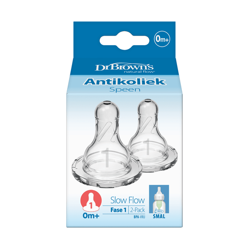 Dr. Brown’s Flesspeen Fase 1 0+ Maanden Smalle Halsfles 2 stuks